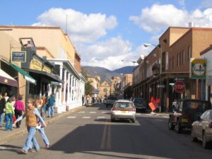 historic city street santa fe new mexico