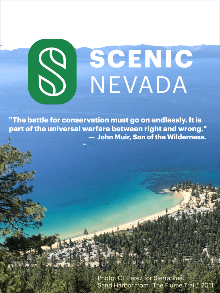Sand Harbor Nevada with logo and quote